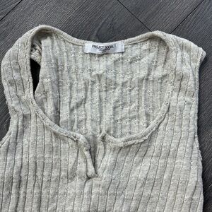 Project Social T Los Angeles Distressed Off White Tank Top